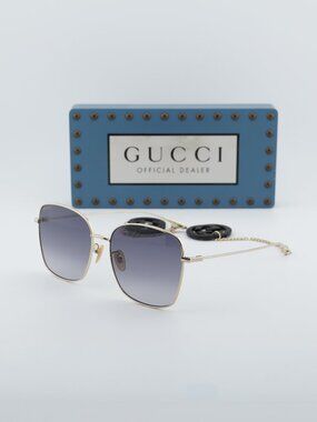 Gucci GG1030SK 001 Women Square Sunglasses - Gold / Grey